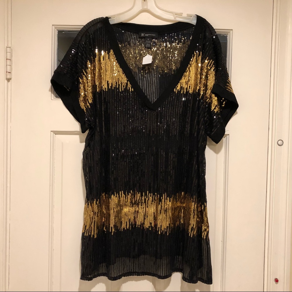 Holiday black & gold sequin evening tunic